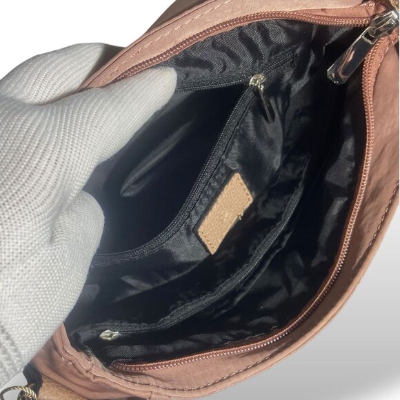 Salamander Nylon Leather Crossbody Shoulder Bag Mauve Adjustable Strap Pockets - Picture 8 of 11